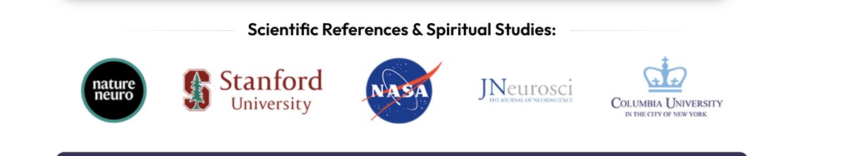 Scientific references and spiritual studies: Nature Neuroscience, Stanford University, NASA, JNeurosci, Columbia University