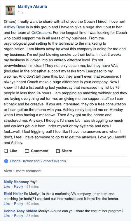 Screenshot: Marilyn Alauria, on working with Ashley