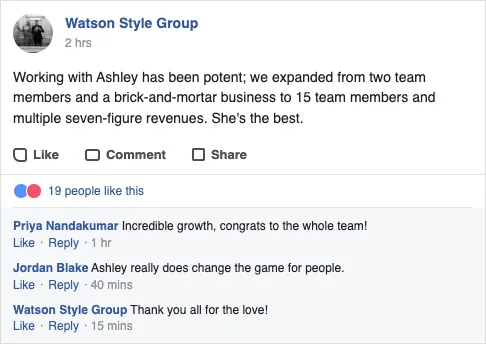 Screenshot: Watson Style Group, on working with Ashley